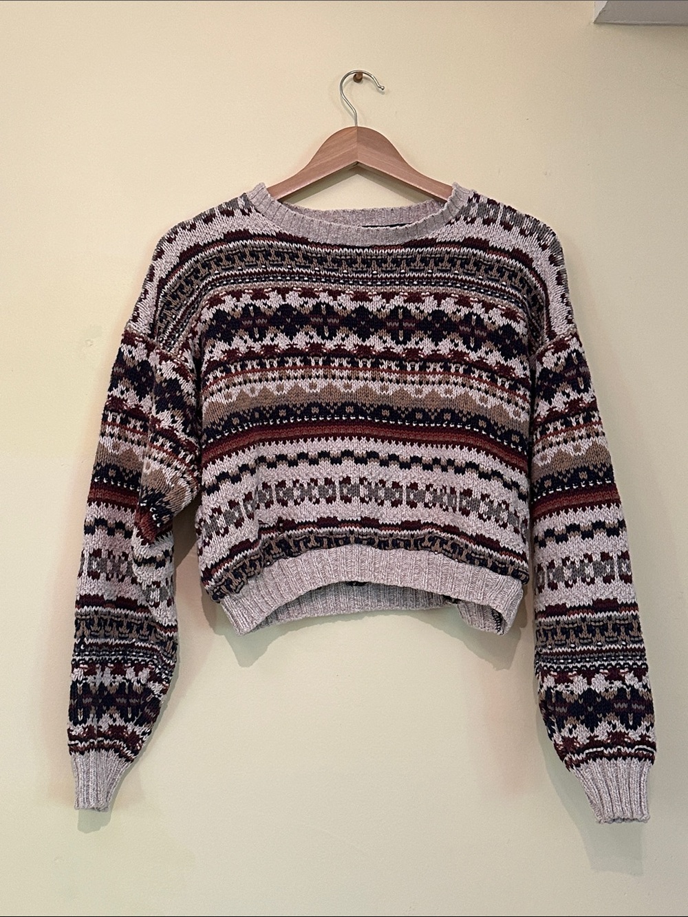 Cozy Patterned Crop Sweater